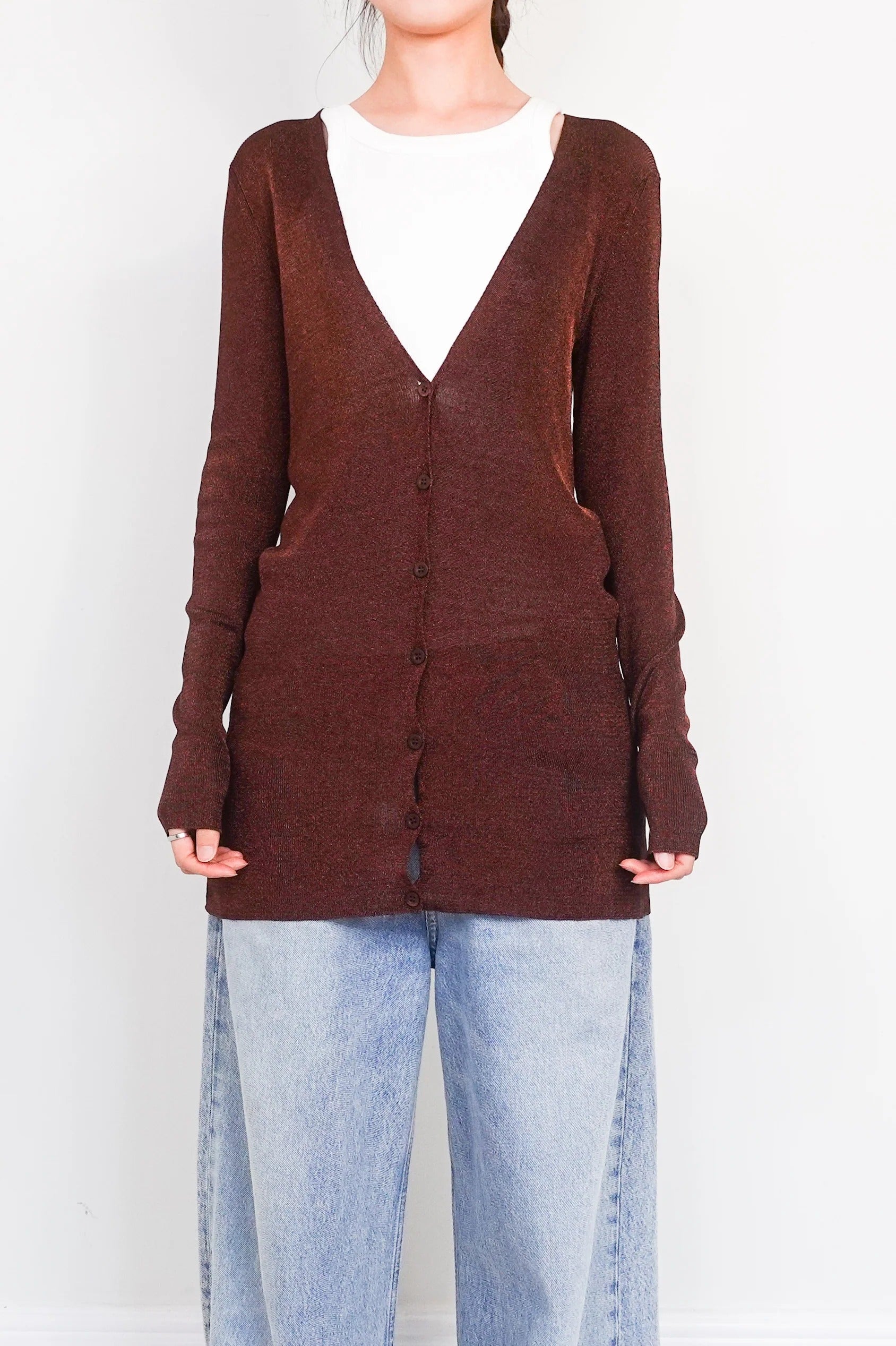 Brown lurex cardigan
