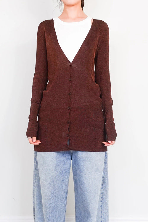 Brown lurex cardigan