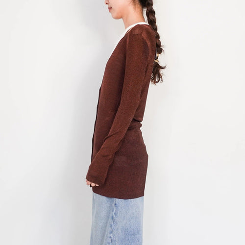 Brown lurex cardigan